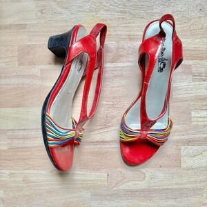 Coach and Four Red Patent Leather Strappy Peeptoe